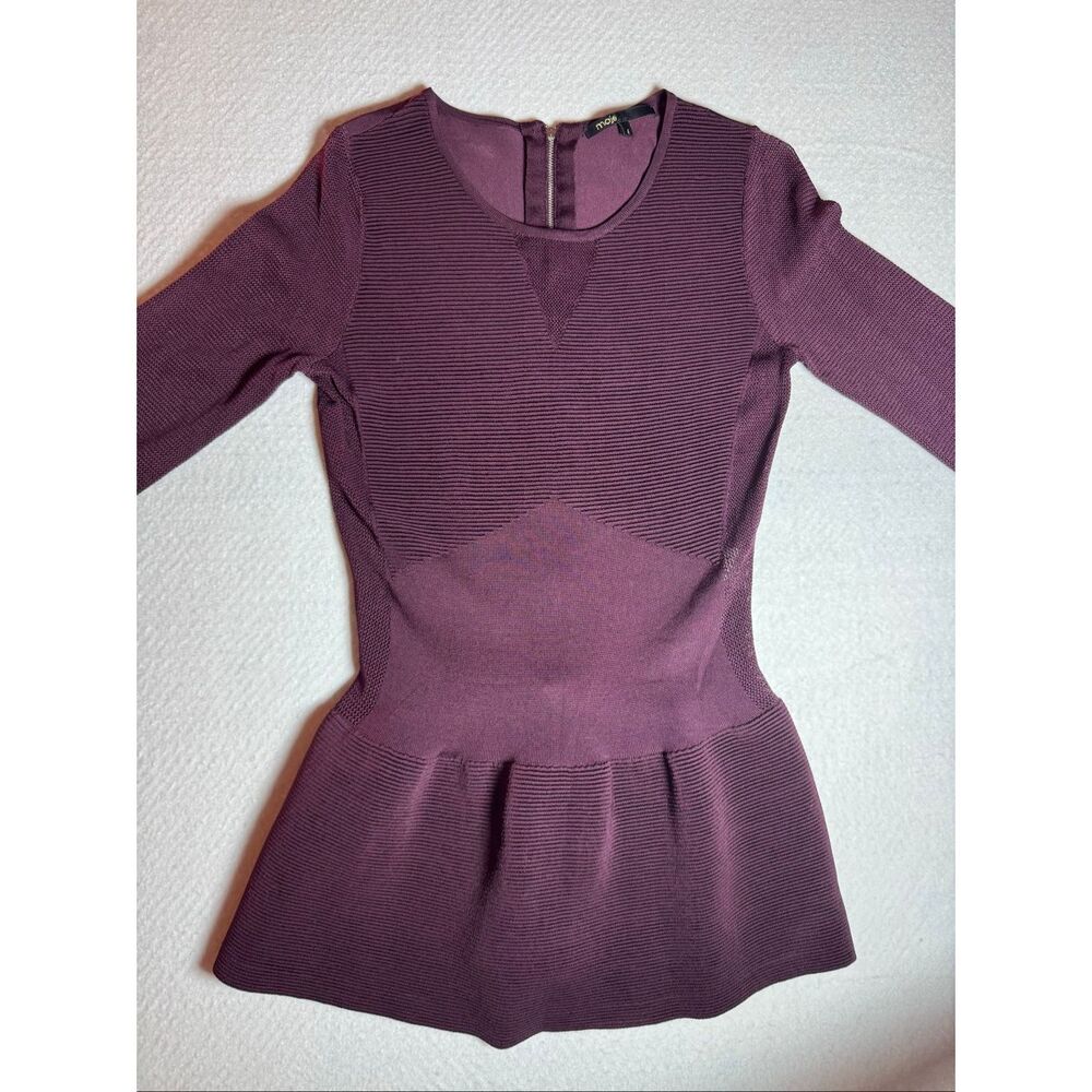 Maje Knit Multi Textured‎ Peplum Top